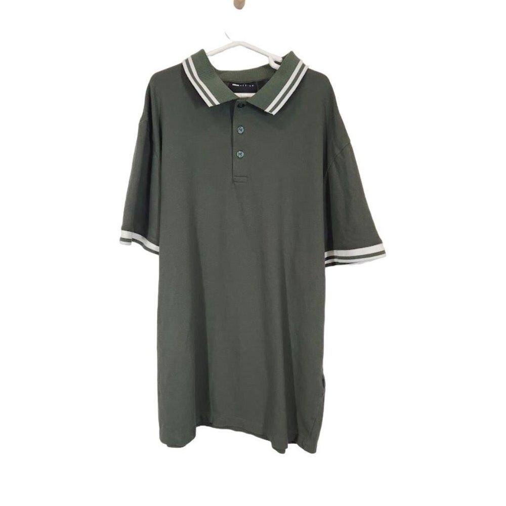 ASOS DESIGN Men's tipped pique polo shirt in khaki green - Size Large